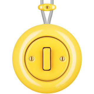 PORCELAIN KATY PATY COLONA ROUND SURFACE MOUNTED SLIM BUTTON SWITCH YELLOW - DYKE & DEAN