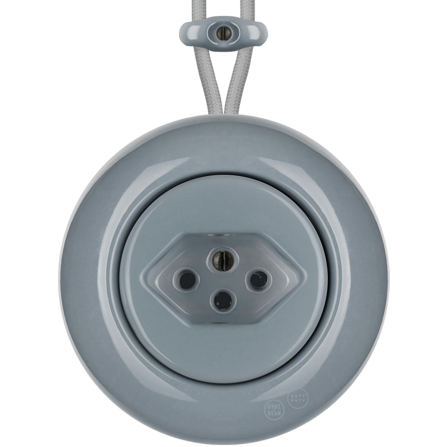 PORCELAIN KATY PATY COLONA ROUND SURFACE MOUNTED SWISS SOCKET ASH GREY - DYKE & DEAN