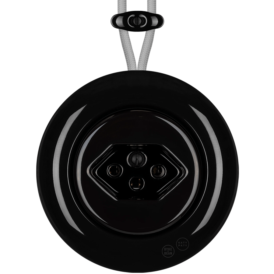 PORCELAIN KATY PATY COLONA ROUND SURFACE MOUNTED SWISS SOCKET BLACK - DYKE & DEAN