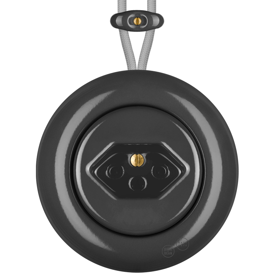 PORCELAIN KATY PATY COLONA ROUND SURFACE MOUNTED SWISS SOCKET DARK GREY - DYKE & DEAN