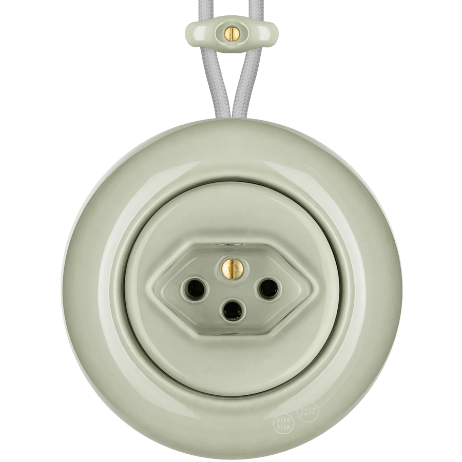 PORCELAIN KATY PATY COLONA ROUND SURFACE MOUNTED SWISS SOCKET GREY GREEN - DYKE & DEAN