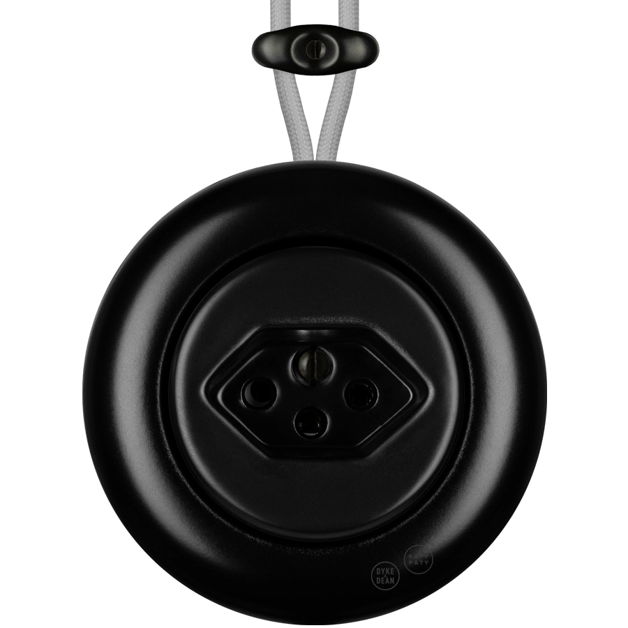PORCELAIN KATY PATY COLONA ROUND SURFACE MOUNTED SWISS SOCKET MATTE BLACK - DYKE & DEAN