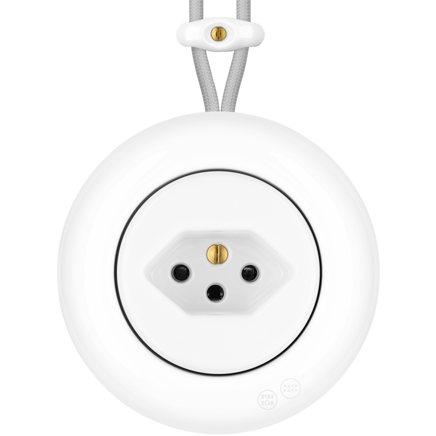 PORCELAIN KATY PATY COLONA ROUND SURFACE MOUNTED SWISS SOCKET WHITE - DYKE & DEAN