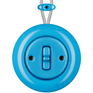 PORCELAIN KATY PATY COLONA ROUND SURFACE MOUNTED TOGGLE BUTTON SWITCH AZURE - DYKE & DEAN
