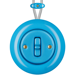 PORCELAIN KATY PATY COLONA ROUND SURFACE MOUNTED TOGGLE BUTTON SWITCH AZURE - DYKE & DEAN