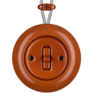 PORCELAIN KATY PATY COLONA ROUND SURFACE MOUNTED TOGGLE BUTTON SWITCH BRICK RED - DYKE & DEAN