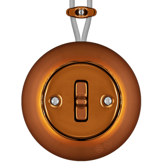 PORCELAIN KATY PATY COLONA ROUND SURFACE MOUNTED TOGGLE BUTTON SWITCH BRONZE - DYKE & DEAN