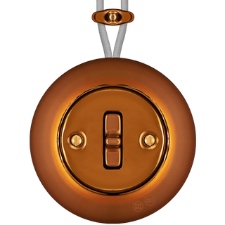 PORCELAIN KATY PATY COLONA ROUND SURFACE MOUNTED TOGGLE BUTTON SWITCH BRONZE - DYKE & DEAN