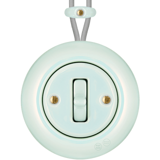 PORCELAIN KATY PATY COLONA ROUND SURFACE MOUNTED TOGGLE BUTTON SWITCH CONCHA - DYKE & DEAN