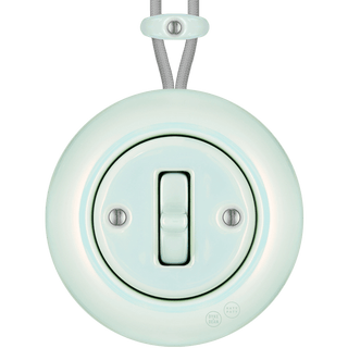 PORCELAIN KATY PATY COLONA ROUND SURFACE MOUNTED TOGGLE BUTTON SWITCH CONCHA - DYKE & DEAN