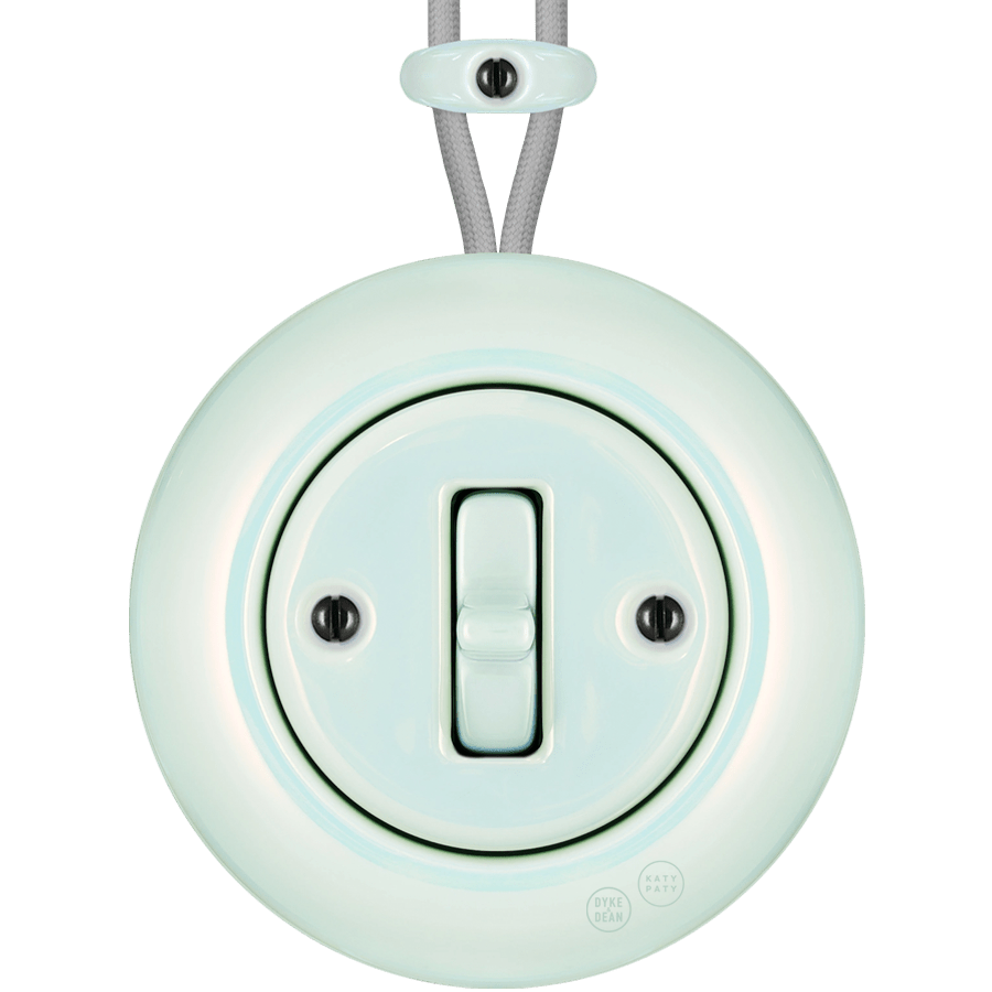 PORCELAIN KATY PATY COLONA ROUND SURFACE MOUNTED TOGGLE BUTTON SWITCH CONCHA - DYKE & DEAN