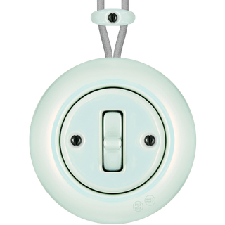 PORCELAIN KATY PATY COLONA ROUND SURFACE MOUNTED TOGGLE BUTTON SWITCH CONCHA - DYKE & DEAN