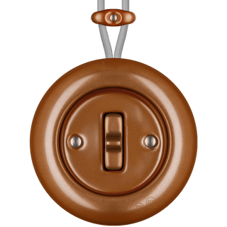 PORCELAIN KATY PATY COLONA ROUND SURFACE MOUNTED TOGGLE BUTTON SWITCH COPPER - DYKE & DEAN
