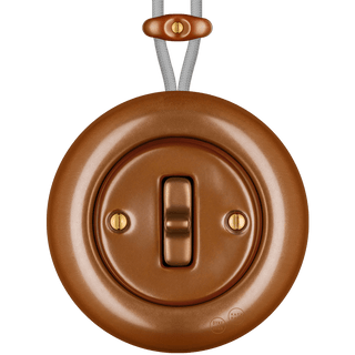 PORCELAIN KATY PATY COLONA ROUND SURFACE MOUNTED TOGGLE BUTTON SWITCH COPPER - DYKE & DEAN