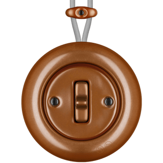 PORCELAIN KATY PATY COLONA ROUND SURFACE MOUNTED TOGGLE BUTTON SWITCH COPPER - DYKE & DEAN