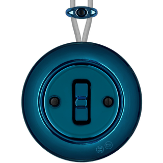 PORCELAIN KATY PATY COLONA ROUND SURFACE MOUNTED TOGGLE BUTTON SWITCH DARK BLUE - DYKE & DEAN