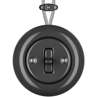 PORCELAIN KATY PATY COLONA ROUND SURFACE MOUNTED TOGGLE BUTTON SWITCH DARK GREY - DYKE & DEAN