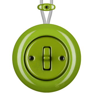 PORCELAIN KATY PATY COLONA ROUND SURFACE MOUNTED TOGGLE BUTTON SWITCH GREEN - DYKE & DEAN