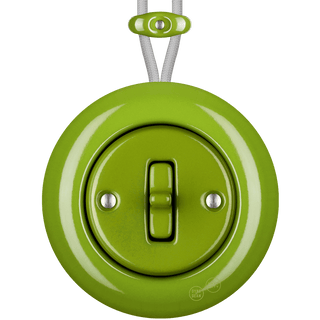 PORCELAIN KATY PATY COLONA ROUND SURFACE MOUNTED TOGGLE BUTTON SWITCH GREEN - DYKE & DEAN