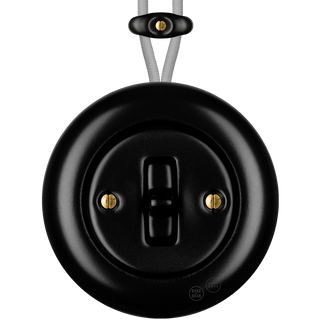 PORCELAIN KATY PATY COLONA ROUND SURFACE MOUNTED TOGGLE BUTTON SWITCH MATTE BLACK - DYKE & DEAN
