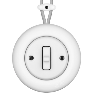 PORCELAIN KATY PATY COLONA ROUND SURFACE MOUNTED TOGGLE BUTTON SWITCH MATTE WHITE - DYKE & DEAN
