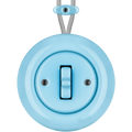 PORCELAIN KATY PATY COLONA ROUND SURFACE MOUNTED TOGGLE BUTTON SWITCH PASTEL BLUE - DYKE & DEAN