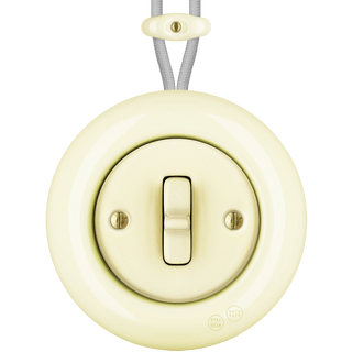 PORCELAIN KATY PATY COLONA ROUND SURFACE MOUNTED TOGGLE BUTTON SWITCH VANILLA - DYKE & DEAN