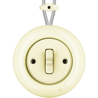 PORCELAIN KATY PATY COLONA ROUND SURFACE MOUNTED TOGGLE BUTTON SWITCH VANILLA - DYKE & DEAN