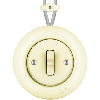 PORCELAIN KATY PATY COLONA ROUND SURFACE MOUNTED TOGGLE BUTTON SWITCH VANILLA - DYKE & DEAN