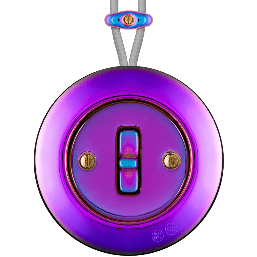 PORCELAIN KATY PATY COLONA ROUND SURFACE MOUNTED TOGGLE BUTTON SWITCH VIOLEDO - DYKE & DEAN