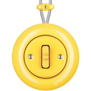 PORCELAIN KATY PATY COLONA ROUND SURFACE MOUNTED TOGGLE BUTTON SWITCH YELLOW - DYKE & DEAN