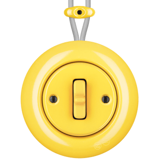 PORCELAIN KATY PATY COLONA ROUND SURFACE MOUNTED TOGGLE BUTTON SWITCH YELLOW - DYKE & DEAN
