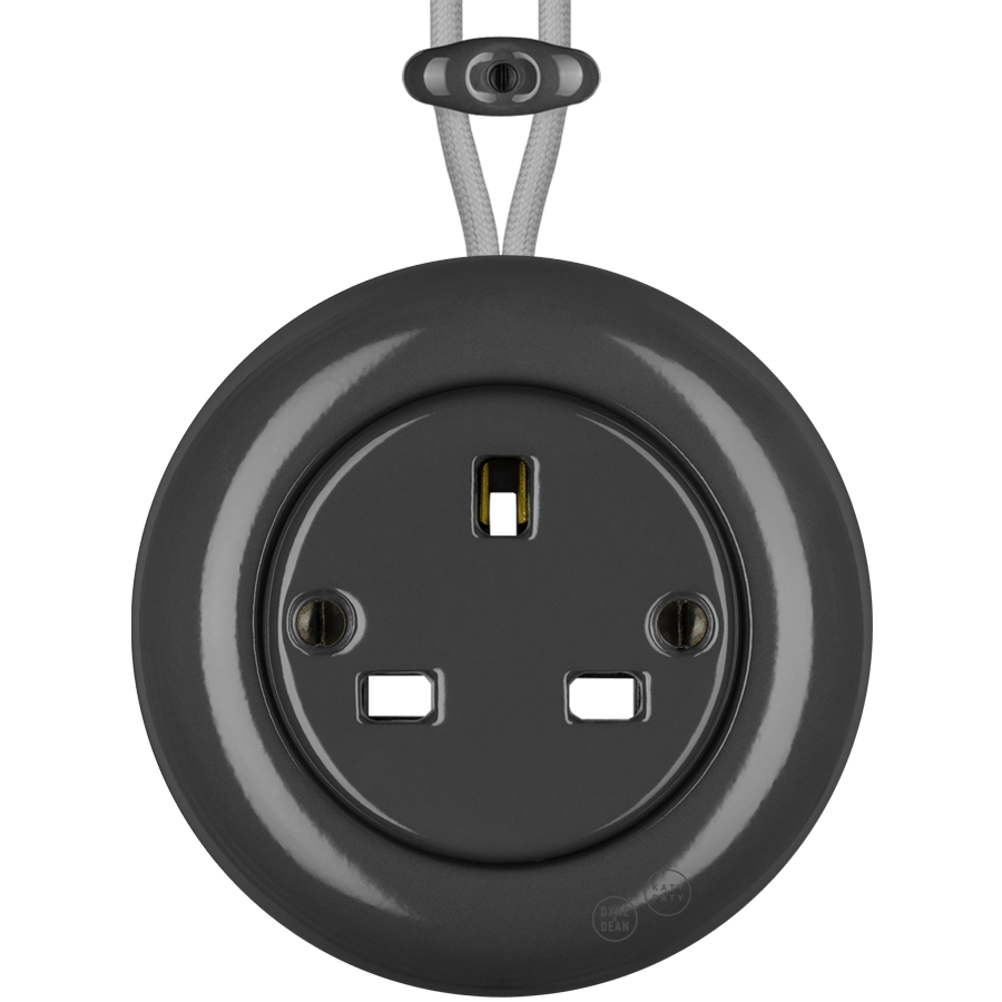 PORCELAIN KATY PATY COLONA ROUND SURFACE MOUNTED UK SOCKET DARK GREY - DYKE & DEAN
