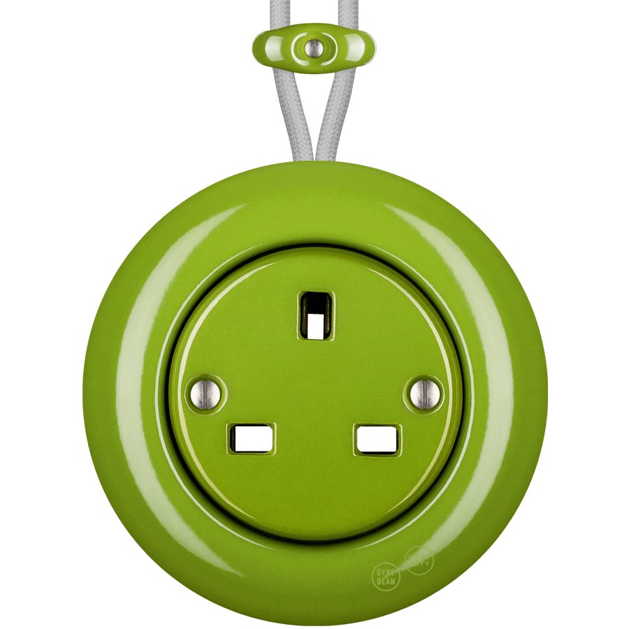 PORCELAIN KATY PATY COLONA ROUND SURFACE MOUNTED UK SOCKET GREEN - DYKE & DEAN