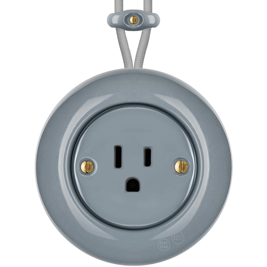 PORCELAIN KATY PATY COLONA ROUND SURFACE MOUNTED USA 15AMP SOCKET ASH GREY - DYKE & DEAN