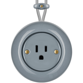 PORCELAIN KATY PATY COLONA ROUND SURFACE MOUNTED USA 15AMP SOCKET ASH GREY - DYKE & DEAN