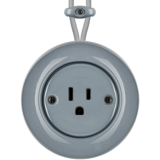 PORCELAIN KATY PATY COLONA ROUND SURFACE MOUNTED USA 15AMP SOCKET ASH GREY - DYKE & DEAN