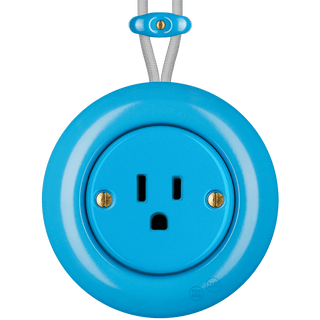 PORCELAIN KATY PATY COLONA ROUND SURFACE MOUNTED USA 15AMP SOCKET AZURE - DYKE & DEAN