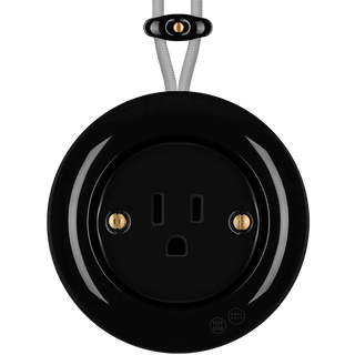 PORCELAIN KATY PATY COLONA ROUND SURFACE MOUNTED USA 15AMP SOCKET BLACK - DYKE & DEAN