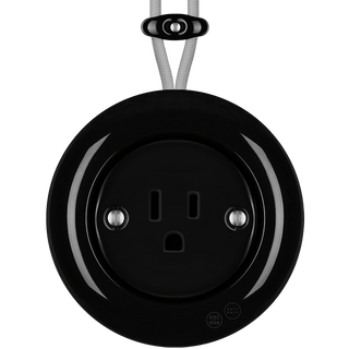 PORCELAIN KATY PATY COLONA ROUND SURFACE MOUNTED USA 15AMP SOCKET BLACK - DYKE & DEAN