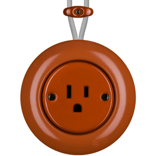 PORCELAIN KATY PATY COLONA ROUND SURFACE MOUNTED USA 15AMP SOCKET BRICK RED - DYKE & DEAN