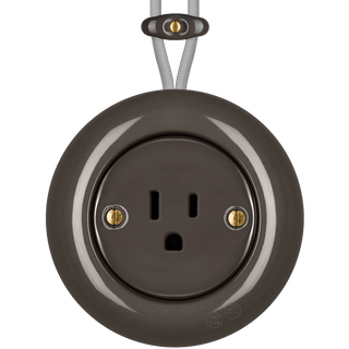 PORCELAIN KATY PATY COLONA ROUND SURFACE MOUNTED USA 15AMP SOCKET BROWN - DYKE & DEAN