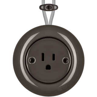 PORCELAIN KATY PATY COLONA ROUND SURFACE MOUNTED USA 15AMP SOCKET BROWN - DYKE & DEAN