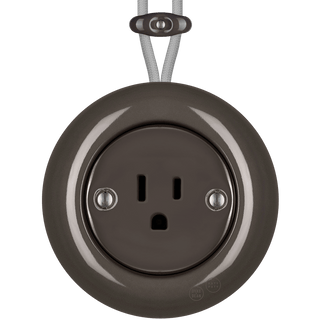 PORCELAIN KATY PATY COLONA ROUND SURFACE MOUNTED USA 15AMP SOCKET BROWN - DYKE & DEAN