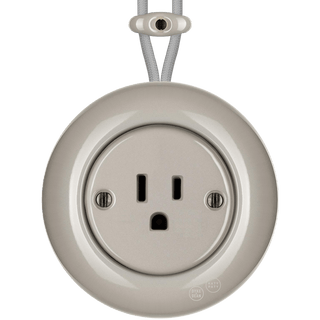 PORCELAIN KATY PATY COLONA ROUND SURFACE MOUNTED USA 15AMP SOCKET CAPPUCCINO - DYKE & DEAN