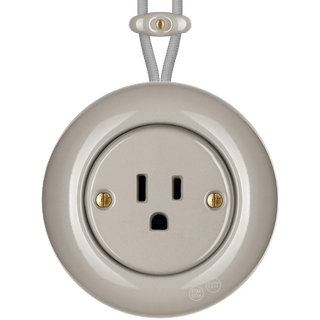 PORCELAIN KATY PATY COLONA ROUND SURFACE MOUNTED USA 15AMP SOCKET CAPPUCCINO - DYKE & DEAN