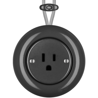 PORCELAIN KATY PATY COLONA ROUND SURFACE MOUNTED USA 15AMP SOCKET DARK GREY - DYKE & DEAN
