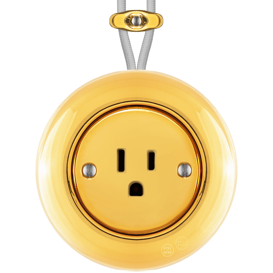 PORCELAIN KATY PATY COLONA ROUND SURFACE MOUNTED USA 15AMP SOCKET GOLD - DYKE & DEAN
