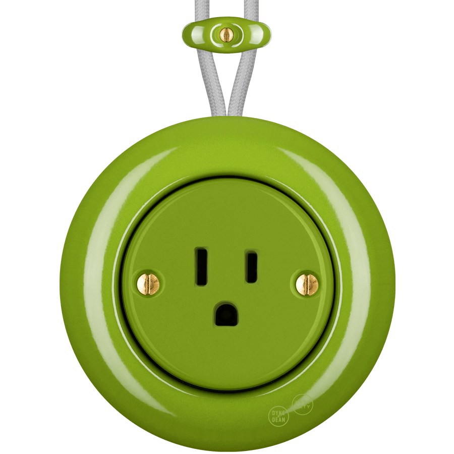 PORCELAIN KATY PATY COLONA ROUND SURFACE MOUNTED USA 15AMP SOCKET GREEN - DYKE & DEAN