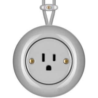 PORCELAIN KATY PATY COLONA ROUND SURFACE MOUNTED USA 15AMP SOCKET GREY - DYKE & DEAN